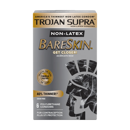 Trojan Supra - Non-Latex Condoms - 6 pack