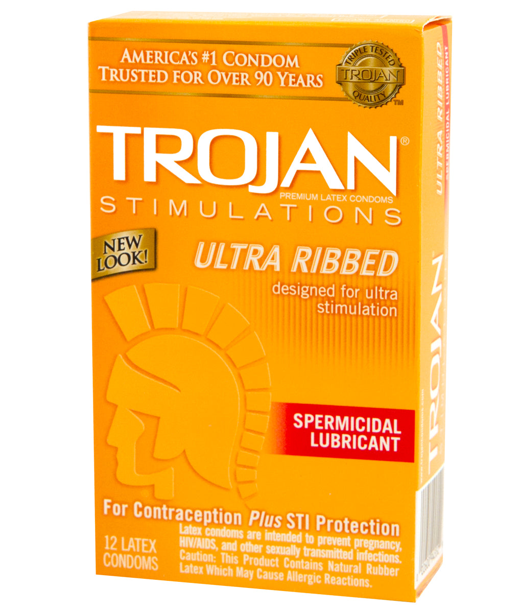 Trojan Ultra Ribbed Condoms With Spermicidal Lubricant